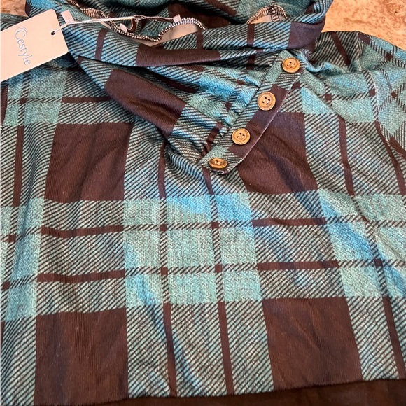 NEW Medium Cestyle Women's Long Sleeve Cowl Neck Asymmetrical Tunic Top Black Bl - Picture 11 of 12